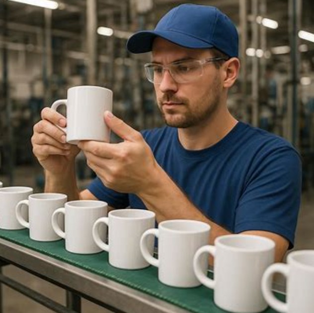 persona haciendo inspeccion de tazas